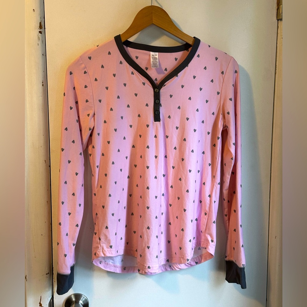 George- pink and grey buttery soft top with hearts